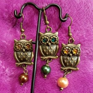 Owl Earrings- Orange